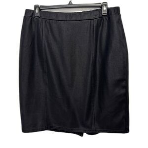 Lane Bryant Women's Black Skirt Knee Length Career Pull On Slit in Back Size 18